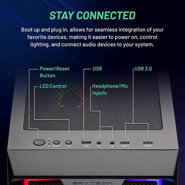 Alt view image 5 of 7 - Skytech Nebula Gaming PC Desktop INTEL Core i5 12400F 2.5 GHz, NVIDIA RTX 4070, 1TB NVME SSD, 16GB DDR4 RAM 3200, 650W GOLD PSU, 11AC Wi-Fi, Windows 11 Home 64-bit