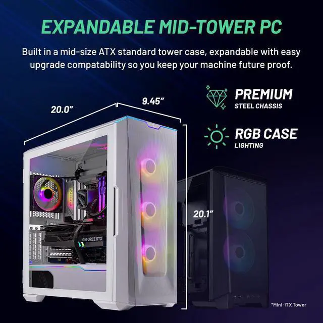 Alt view image 7 of 7 - Skytech Eclipse Gaming PC Desktop  INTEL Core i7 13700K 3.4 GHz, NVIDIA RTX 4080, 1TB NVME Gen4 SSD, 32GB DDR5 RAM RGB, 1000W GOLD PCIE 5.0 PSU, 420mm AIO, 11AC Wi-Fi, Windows 11 Home 64-bit