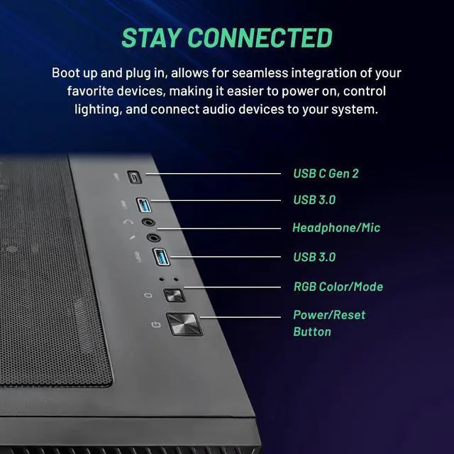 Alt view image 4 of 7 - Skytech Siege Gaming PC Desktop AMD Ryzen 7 5800X 3.8 GHz, NVIDIA RTX 4070 Ti, 1TB NVME SSD, 16GB DDR4 RAM 3200, 850W GOLD PSU, 360mm AIO, 11AC Wi-Fi, Windows 11 Home 64-bit