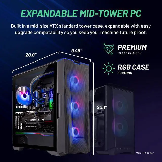 Alt view image 6 of 7 - Skytech Eclipse Gaming PC, Ryzen 9 7950X3D 4.2 GHz, RTX 4090, 2TB NVME Gen4, 32GB DDR5 RAM RGB, 1000W GOLD ATX 3.0 PSU Wi-Fi, Win 11 Home, RGB Keyboard and RGB Mouse Included