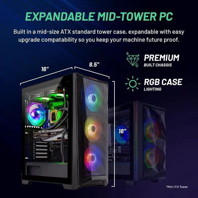 Alt view image 3 of 7 - Skytech Chronos 2 Gaming PC, Intel Core i7-14700K, NVIDIA GeForce RTX 4070, 1TB NVME Gen4, 32GB DDR5 5200 RGB, 850W Gold, Windows 11 Home, Includes RGB Keyboard and Mouse
