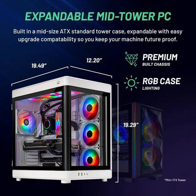 Alt view image 6 of 7 - Skytech Prism Gaming PC, Intel i7 14700K 3.4 GHz, RTX 4080, 1TB NVME Gen4, 32GB DDR5 RAM RGB, 1000W GOLD ATX 3.0 PSU Wi-Fi, Win 11 Home, RGB Keyboard and RGB Mouse Included
