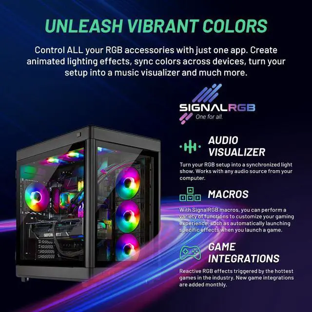 Alt view image 2 of 7 - Skytech Prism Gaming PC, Intel i9 14900K 3.2 GHz, RTX 4070 Ti, 1TB NVME Gen4, 32GB DDR5 RAM RGB, 1000W GOLD ATX 3.0 PSU Wi-Fi, Win 11 Home, RGB Keyboard and RGB Mouse Included
