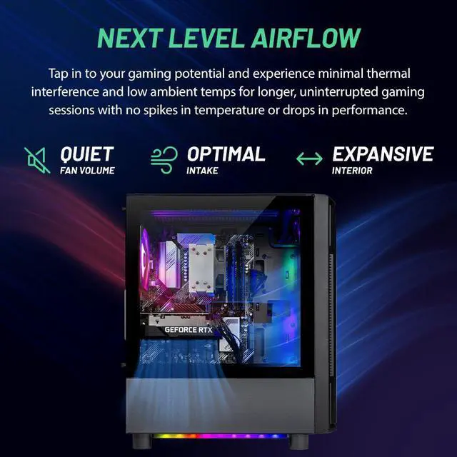Alt view image 5 of 7 - Skytech Shadow Gaming PC, Intel i5 14400F 2.5 GHz, RTX 4070 Super, 1TB NVME, 32GB DDR4 RAM 3200, 650W GOLD PSU, Wi-Fi, Win 11 Home