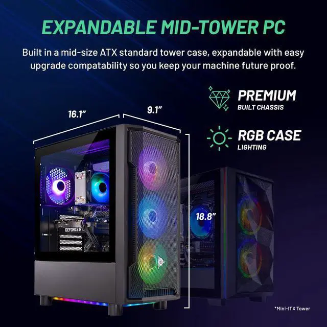 Alt view image 3 of 7 - Skytech Shadow Gaming PC, Intel i5 14400F 2.5 GHz, RTX 4070 Super, 1TB NVME, 32GB DDR4 RAM 3200, 650W GOLD PSU, Wi-Fi, Win 11 Home