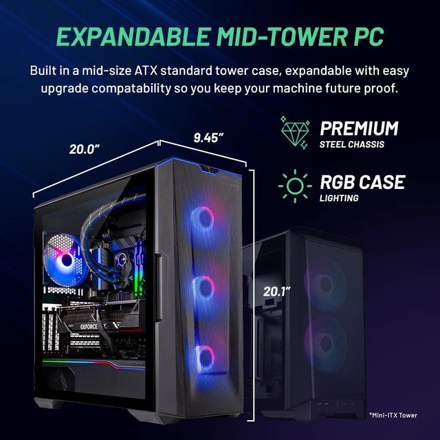 Alt view image 7 of 7 - Skytech Eclipse Gaming PC, Ryzen 7 7800X3D 4.2 GHz, RTX 4080 Super, 2TB NVME Gen4, 32GB DDR5 RAM RGB, 1000W GOLD ATX 3.0 PSU, Wi-Fi, Win 11 Home