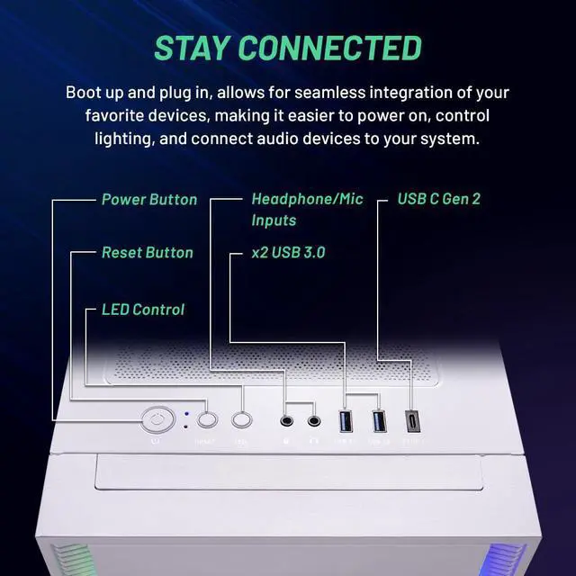Alt view image 5 of 8 - Skytech Gaming Shiva Desktop PC, Intel i5 14400F 2.5 GHz (4.7GHz Turbo), NVIDIA RTX 4070 Super 12GB, 1TB NVMe SSD, 32GB DDR5 RAM RGB, 650W GOLD PSU, 240mm ARGB AIO, Wi-Fi, Win 11