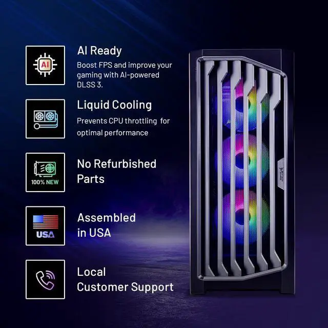 Alt view image 2 of 7 - Skytech Legacy Gaming PC, Ryzen 7 7800X3D 4.2 GHz, NVIDIA RTX 4080 Super 16GB GDDR6X, DLSS 3, AI Enhancement Ready,360mm AIO, 1TB Gen4 SSD, 32GB DDR5 5600 RGB,1000W GOLD ATX 3.0,Wi-Fi, Win 11 Home