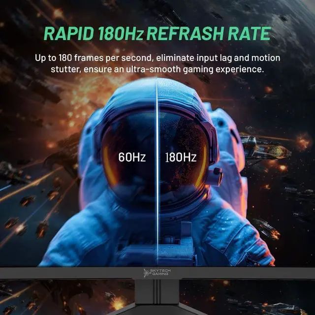 Alt view image 3 of 7 - Skytech Gaming 27-inch Curved Gaming Monitor up to 180Hz, QHD 2K(2560 x 1440), 3.7ms Response Time, 1500R VA Panel, FreeSync & G-Sync Support, Swivel Tilt Height Pivot Adjustable, HDMI & DisplayPort