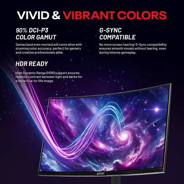 Alt view image 4 of 7 - Skytech Gaming 27-inch Curved Gaming Monitor up to 180Hz, QHD 2K(2560 x 1440), 3.7ms Response Time, 1500R VA Panel, FreeSync & G-Sync Support, Swivel Tilt Height Pivot Adjustable, HDMI & DisplayPort