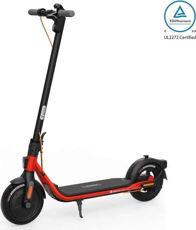 Alt view image 2 of 7 - Segway Ninebot D28U Electric Kick Scooter, 10-inch Pneumatic Tire, Foldable Commuter Electric Scooter for Adults, Dual Brake, Black & Red