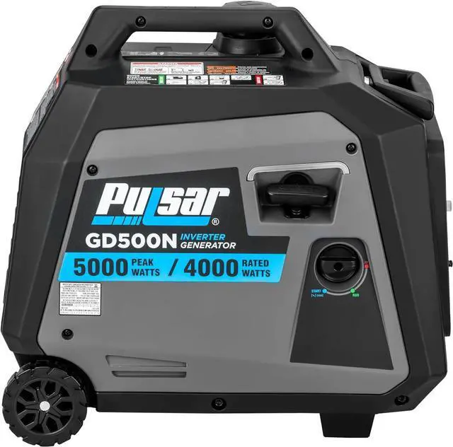 Alt view image 4 of 6 - Pulsar Products GD500N, 5000W Portable Super-Quiet Inverter Generator with Telescopic Handle and Wheel, RV-Ready, CARB Compliant, Parallel Ready