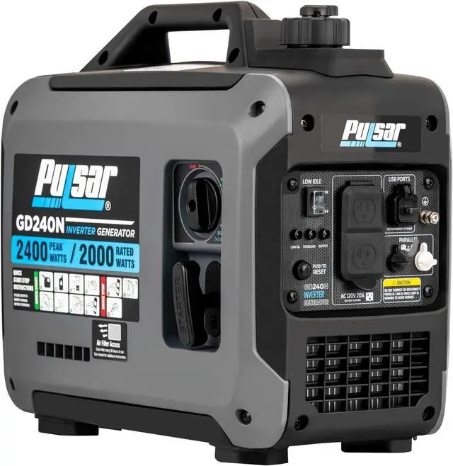 Main image of Pulsar 2,400W Portable Gas-Powered Quiet Inverter Generator With USB Outlet & Parallel Capability, GD240N