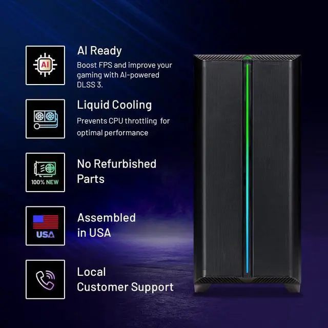 Alt view image 2 of 5 - Skytech Siege Gaming PC Desktop AMD Ryzen 7 7700X 4.5 GHz, NVIDIA RTX 4070, 1TB NVME SSD, 32GB DDR5 RAM RGB, 750W GOLD PSU, 360mm AIO, 11AC Wi-Fi, Windows 11 Home 64-bit