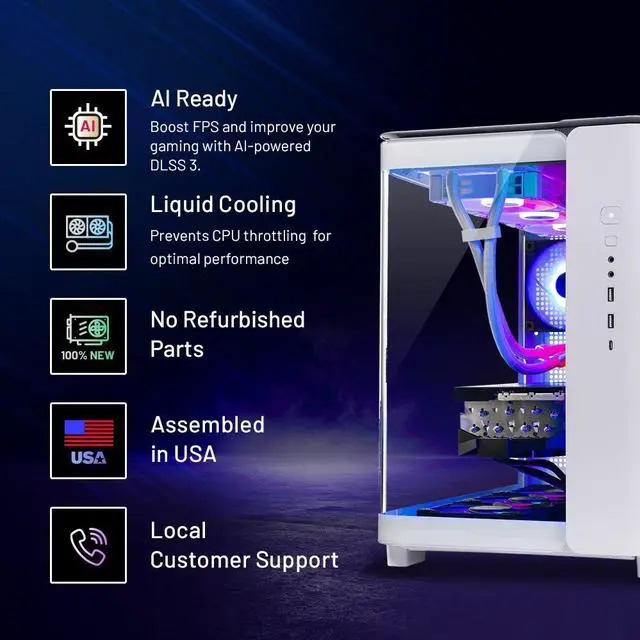 Alt view image 2 of 7 - Skytech King 95 Gaming PC Desktop, Ryzen 7 7700X 4.5 GHz, NVIDIA RTX 4070 Ti Super 16GB GDDR6X, 1TB Gen4 SSD, 32GB DDR5 RAM 5600 RGB, 750W GOLD PSU, 360mm ARGB AIO , Wi-Fi, Win 11