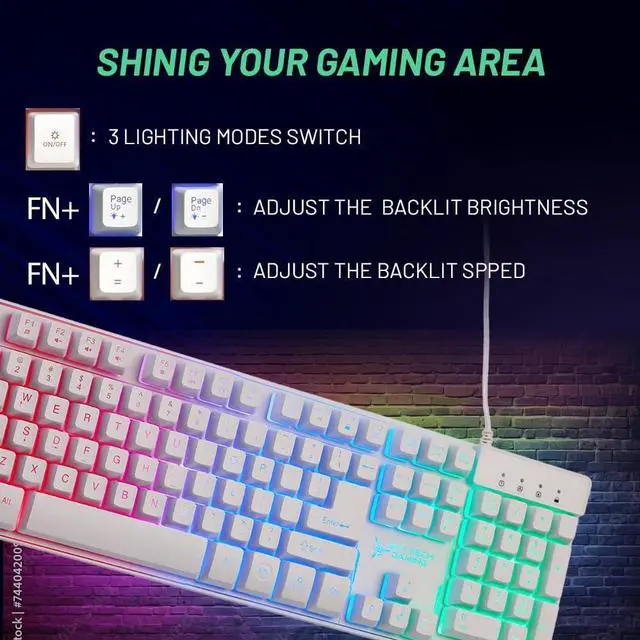 Alt view image 3 of 5 - Skytech Gaming Classic K-1000 RGB Gaming Keyboard, 104 Keys USB Wired Keyboard, Customizable Chroma RGB Backlighting, 19 Anti-Ghosting Keys, Multimedia Function Keys, Support Windows 7/10/11 -White