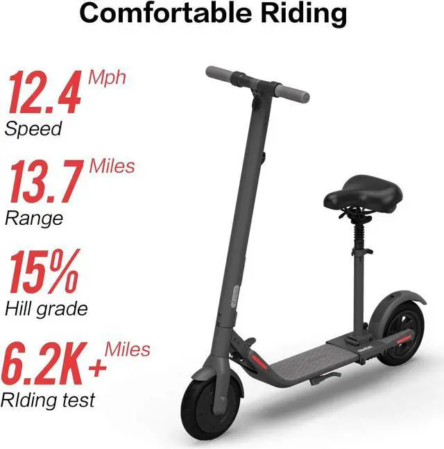Alt view image 6 of 7 - Segway Ninebot E22+Seat Foldable Electric Scooter