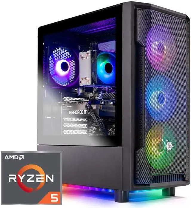 Main image of Skytech Shadow Gaming PC Desktop  AMD Ryzen 5 5600X 3.7 GHz, NVIDIA RTX 4060 Ti, 1TB NVME SSD, 16GB DDR4 RAM 3200, 600W GOLD PSU, 11AC Wi-Fi, Windows 11 Home 64-bit