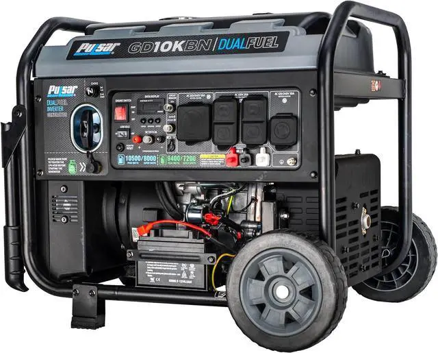 Alt view image 6 of 7 - Pulsar GD10KBN 10500W Dual Fuel Home Backup Portable Inverter Generator with Wheel Kit and Electric Start RV Ready