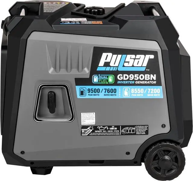 Alt view image 3 of 7 - Pulsar 9500W Dual Fuel Portable Inverter Generator for Residential and Camping Use GD950BN