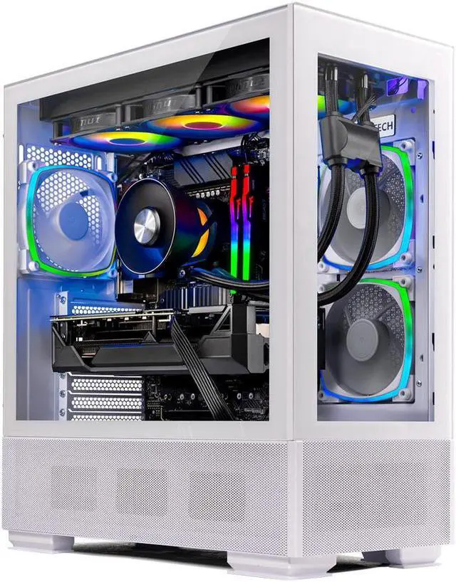 Main image of Skytech Azure Gaming PC Desktop, Ryzen 7 7700X 4.5 GHz (5.4GHz Turbo Boost), AMD RX 7800XT 16GB GDDR6, 2TB Gen4 SSD, 32GB DDR5 RAM 5600 RGB, 750W GOLD PSU, 360mm ARGB AIO , Wi-Fi, Win 11 Home