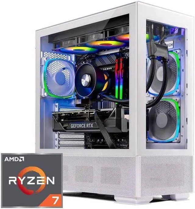 Main image of Skytech Azure Gaming PC Desktop, Ryzen 7 7700X 4.5 GHz , NVIDIA RTX 4070 Ti Super 16GB GDDR6X, 1TB Gen4 SSD, 32G DDR5 RGB 6000, 750W GOLD PSU, 360mm ARGB AIO , Wi-Fi, Win 11 Home