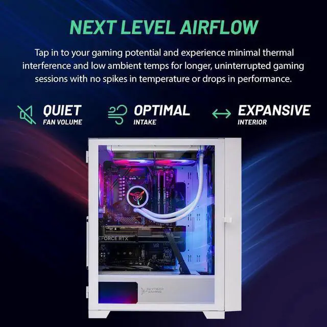 Alt view image 5 of 7 - Skytech Gaming Shiva Desktop PC, Intel i5 14400F 2.5 GHz (4.7GHz Turbo), NVIDIA RTX 4070 Super 12GB, 2TB NVMe SSD, 32GB DDR5 RAM RGB, 650W GOLD PSU, 240mm ARGB AIO, Wi-Fi, Win 11