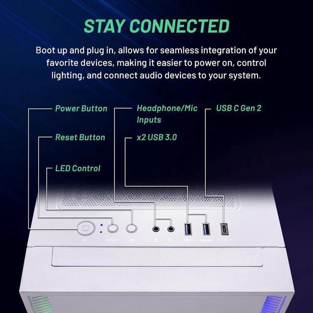 Alt view image 4 of 7 - Skytech Gaming Shiva Desktop PC, Intel i5 14400F 2.5 GHz (4.7GHz Turbo), NVIDIA RTX 4070 Super 12GB, 2TB NVMe SSD, 32GB DDR5 RAM RGB, 650W GOLD PSU, 240mm ARGB AIO, Wi-Fi, Win 11