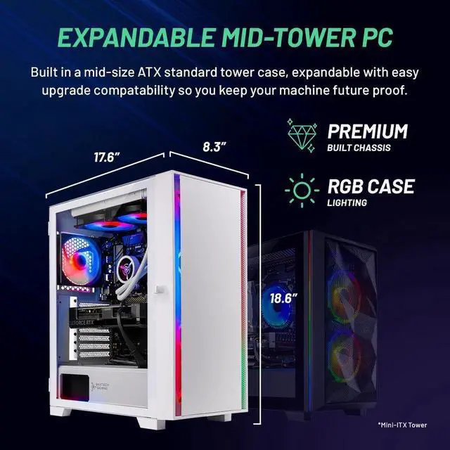 Alt view image 3 of 7 - Skytech Gaming Shiva Desktop PC, Intel i5 14400F 2.5 GHz (4.7GHz Turbo), NVIDIA RTX 4070 Super 12GB, 2TB NVMe SSD, 32GB DDR5 RAM RGB, 650W GOLD PSU, 240mm ARGB AIO, Wi-Fi, Win 11