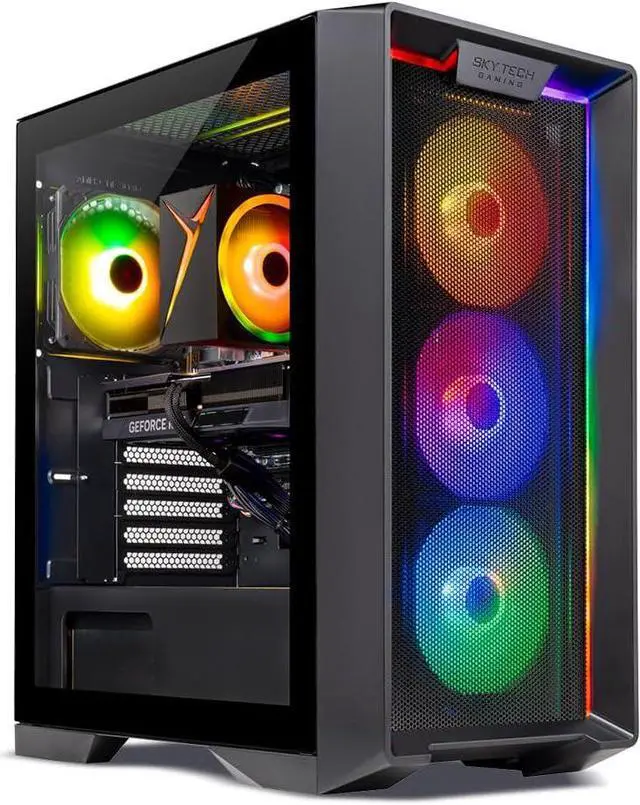 Main image of Skytech Nebula Gaming PC Desktop, Intel i5 12400F 2.5 GHz (4.4GHz Turbo Boost), NVIDIA RTX 4070 12GB GDDR6, 1TB SSD, 16GB DDR4 RAM 3200, 650W GOLD PSU, Wi-Fi, Win 11 Home