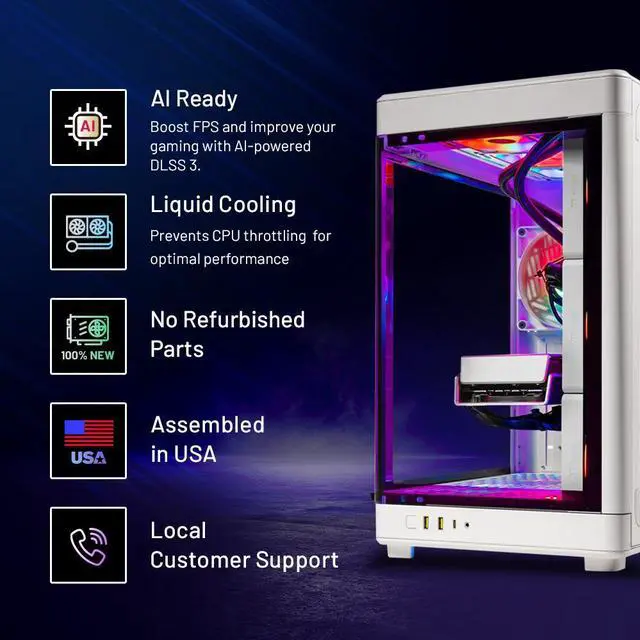 Alt view image 2 of 7 - Skytech Prism Gaming PC Desktop, Intel i7 14700K 3.4 GHz (5.5GHz Turbo Boost), NVIDIA RTX 4080 16GB GDDR6X, 2TB Gen4 SSD, 32GB DDR5 RAM 5200 RGB, 1000W GOLD ATX 3.0 PSU, 360mm ARGB AIO , Wi-Fi, Win 11