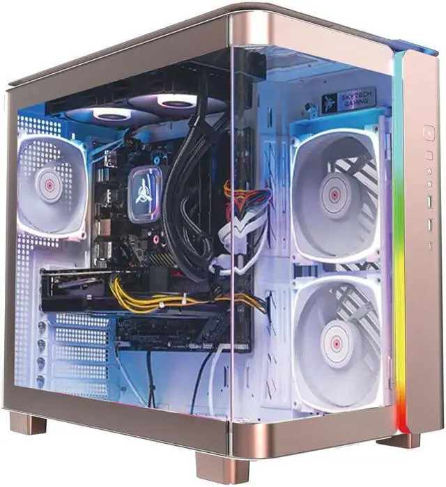Main image of Skytech King 95 Gaming PC Desktop, Ryzen 7 7700X 4.5 GHz, NVIDIA RTX 4070 Super 12GB GDDR6X, 1TB SSD, 750W GOLD PSU, 240mm ARGB AIO, Wi-Fi, Win 11 Home, Rose Gold Prebuilt