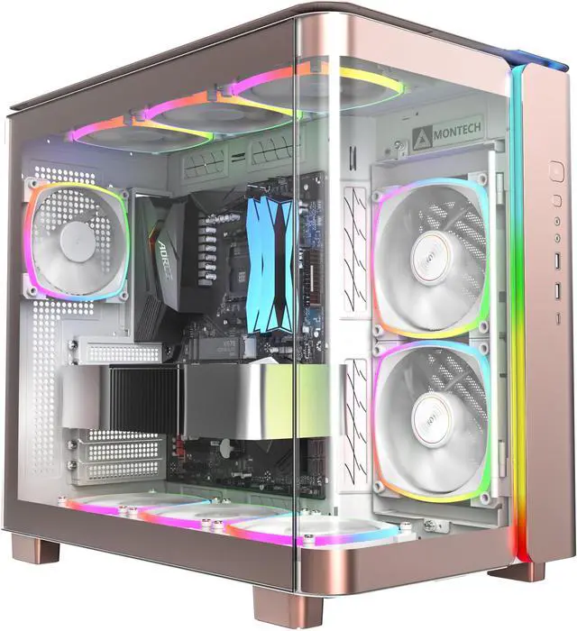 Alt view image 3 of 7 - Skytech King 95 Gaming PC Desktop, Ryzen 7 7700X 4.5 GHz, NVIDIA RTX 4070 Super 12GB GDDR6X, 1TB SSD, 750W GOLD PSU, 240mm ARGB AIO, Wi-Fi, Win 11 Home, Rose Gold Prebuilt