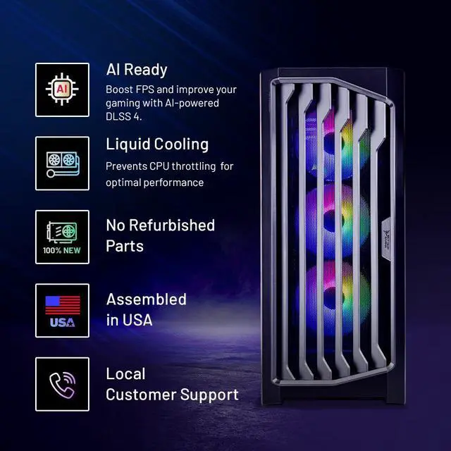 Alt view image 2 of 6 - Skytech Legacy Gaming PC Desktop, Ryzen 9 9950X3D 4.3 GHz (5.7GHz Turbo), X870 Motherboard,NVIDIA RTX 5090 32GB GDDR7, 64GB DDR5 6000 RGB,  1200W GOLD ATX 3.0, 2TB Gen 5,420mm AIO, Wi-Fi, Win 11 Home