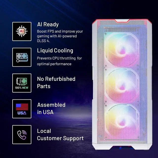 Alt view image 3 of 7 - Skytech Eclipse Gaming PC Desktop, Ryzen 7 9800X3D 4.7 GHz, NVIDIA RTX 5080 16GB GDDR7,X670 MB, 2TB Gen4 SSD, 32GB DDR5 6000, 850W GOLD A3, 360mm AIO , Wi-Fi, Win 11
