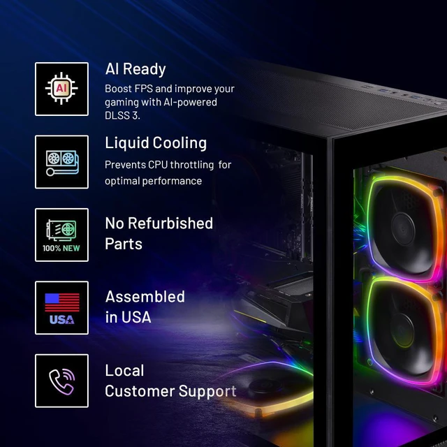 Alt view image 2 of 7 - Skytech Azure Gaming PC Desktop, Ryzen 7 7800X3D 4.2 GHz (5GHz Turbo), NVIDIA RTX 4070 Ti Super 16GB GDDR6X, 1TB Gen4 SSD, 32GB DDR5 RAM 5600 RGB, 850W GOLD ATX 3.0 PSU, 360mm ARGB AIO , Wi-Fi, Win 11