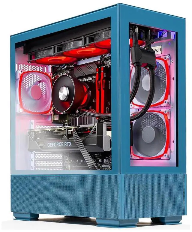 Alt view image 2 of 6 - Skytech Azure Gaming PC Desktop, Ryzen 7 7800X3D 4.2 GHz (5GHz Turbo ), NVIDIA RTX 4070 Ti 12GB GDDR6X, 1TB SSD, 32GB DDR5 5200 RGB, 750W GOLD PSU, 360mm  AIO , Wi-Fi, Win 11 Home