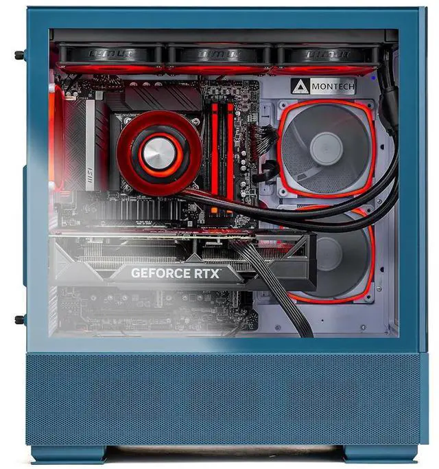 Alt view image 4 of 6 - Skytech Azure Gaming PC Desktop, Ryzen 7 7800X3D 4.2 GHz (5GHz Turbo ), NVIDIA RTX 4070 Ti 12GB GDDR6X, 1TB SSD, 32GB DDR5 5200 RGB, 750W GOLD PSU, 360mm  AIO , Wi-Fi, Win 11 Home