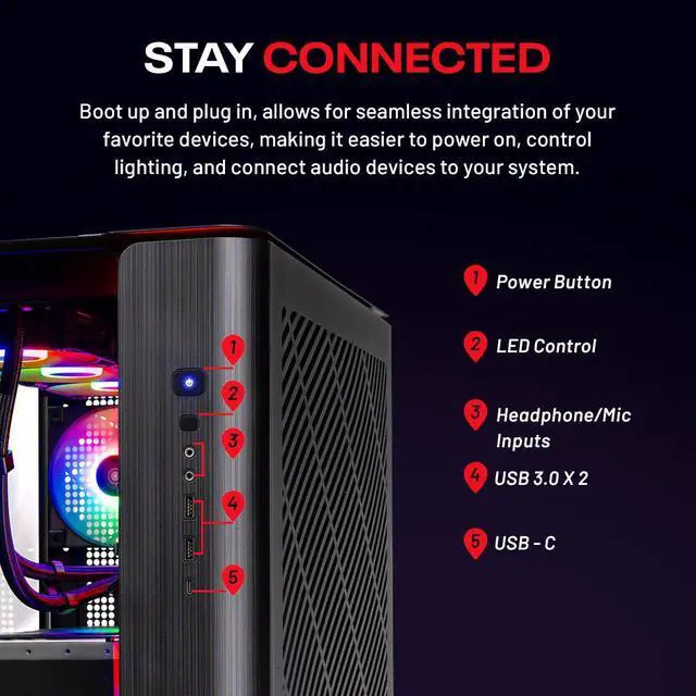 Alt view image 4 of 7 - Skytech King 95 Gaming PC Desktop, Ryzen 7 9800X3D 4.7 GHz (5.2 GHz Turbo), NVIDIA RTX 5080 16GB, 2TB Gen4 NVMe SSD, 32GB DDR5 RAM 6000 RGB, 850W GOLD ATX 3 PSU, 360mm ARGB AIO , Wi-Fi, Win 11