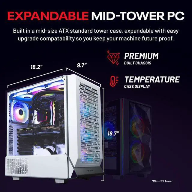 Alt view image 4 of 7 - Skytech Omega Gaming PC Desktop, Ryzen 7 7800X3D 4.2 GHz (5GHz Turbo Boost), AMD RX 9070 XT 16GB GDDR6, 2TB Gen4 NVMe SSD, 32GB DDR5 RAM 6000 RGB, 850W GOLD PSU, Wi-Fi, Win 11