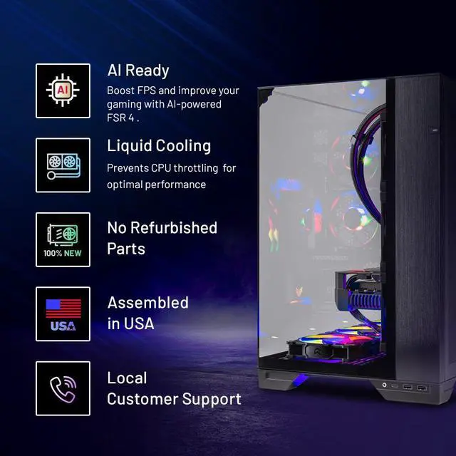 Alt view image 3 of 13 - Skytech O11 Vision Gaming PC Desktop, Ryzen 9 9900X3D 4.4 GHz (5.5GHz Turbo Boost), X870 Motherboard, NVIDIA RTX 5080 16GB GDDR7, 2TB Gen4 NVMe SSD, 64GB DDR5 6000, 1000W GOLD ATX 3.0, Wi-Fi, Win 11