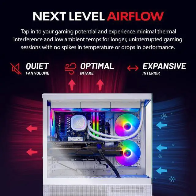 Alt view image 4 of 7 - Skytech Azure Gaming PC Desktop, Ryzen 7 9800X3D 4.7 GHz (5.2 GHz Turbo Boost), AMD RX 9070 XT 16GB GDDR6, 2TB Gen4 NVME SSD, 32GB DDR5 RAM 6000 RGB, 1000W GOLD PSU, Wi-Fi, Win 11