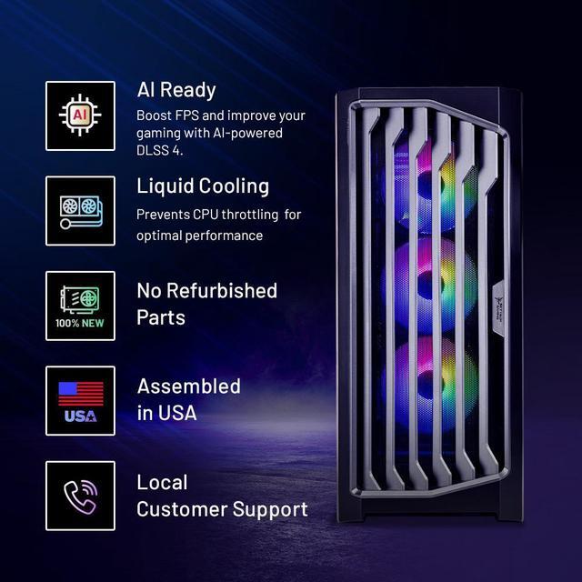 Alt view image 2 of 7 - Skytech Legacy Gaming PC Desktop, Ultra 9 285K 3.7 GHz(5.7 GHz Turbo), NVIDIA RTX 5090 32GB GDDR7, Z890 Motherboard,2TB Gen5 NVMe SSD, 64GB DDR5  6000 RGB, 1200W GOLD ATX 3.0, 420mm AIO, Wi-Fi, Win 11