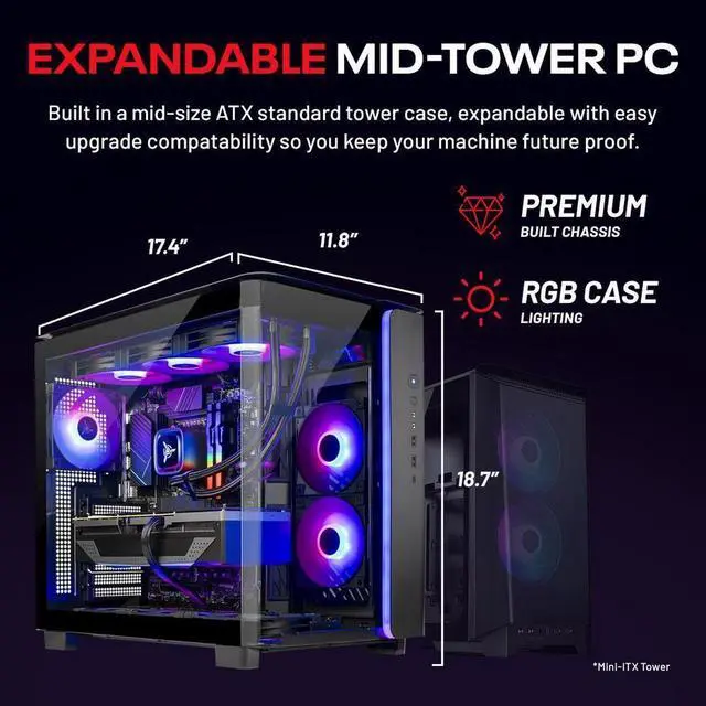 Alt view image 4 of 7 - Skytech King 95 Gaming PC Desktop, Ryzen 9 9950X3D 4.3 GHz (5.7GHz Turbo), X870 Motherboard, NVIDIA RTX 5080 16GB, 4TB Gen4 NVMe SSD, 64GB DDR5 6000 RGB, 1000W GOLD ATX 3, 360mm AIO , Wi-Fi, Win 11