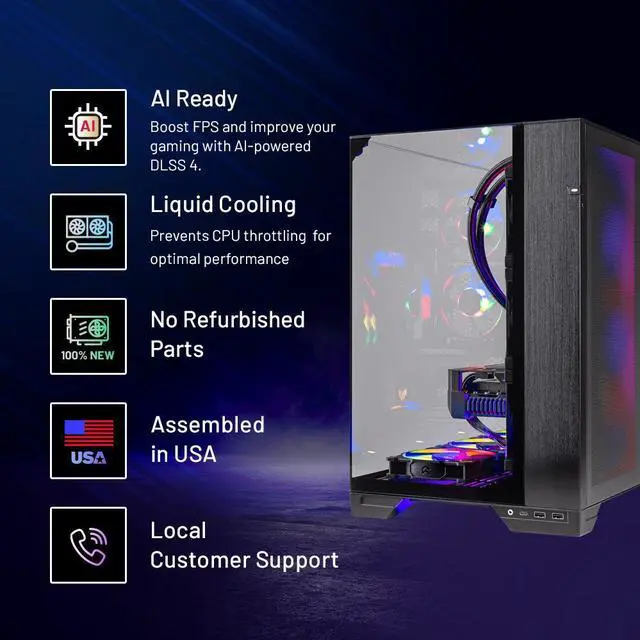 Alt view image 2 of 7 - Skytech O11 Vision Gaming PC Desktop, Ryzen 7 7800X3D 4.2 GHz, NVIDIA RTX 5090 32GB, X670 Motherboard, 2TB Gen4 NVMe SSD, 64GB DDR5 RAM 6000 RGB, 1200W GOLD ATX 3 PSU, 360mm ARGB AIO , Wi-Fi, Win 11