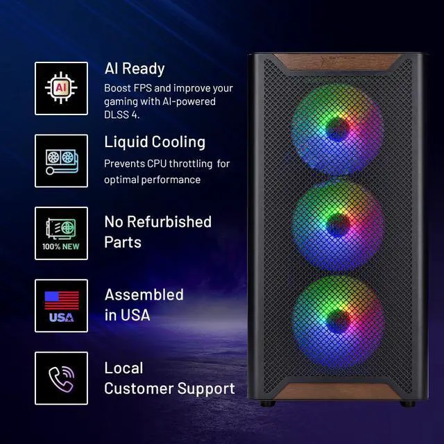 Alt view image 2 of 7 - Skytech Chronos Gaming PC Desktop, Ryzen 9 9900X 4.4 GHz (5.6GHz Turbo), NVIDIA RTX 5070 12GB, 2TB Gen4 NVMe SSD, 32GB DDR5 RAM 6000 RGB, 850W GOLD PSU, 360mm ARGB AIO , Wi-Fi, Win 11