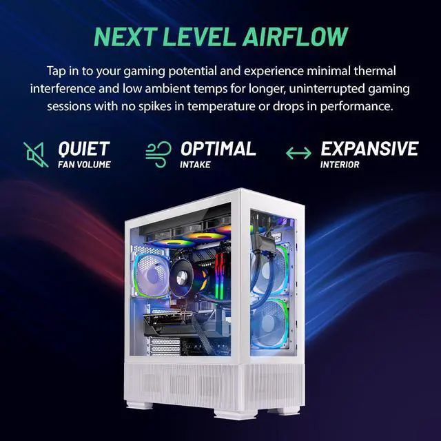 Alt view image 3 of 6 - Skytech Azure Gaming PC Desktop, Ryzen 7 7700X 4.5 GHz (5.4GHz Turbo), NVIDIA RTX 5070 12GB GDDR7, 1TB Gen4 NVMe SSD, 32GB DDR5 RAM RGB, 750W GOLD PSU, 360mm ARGB AIO , Wi-Fi, Win 11