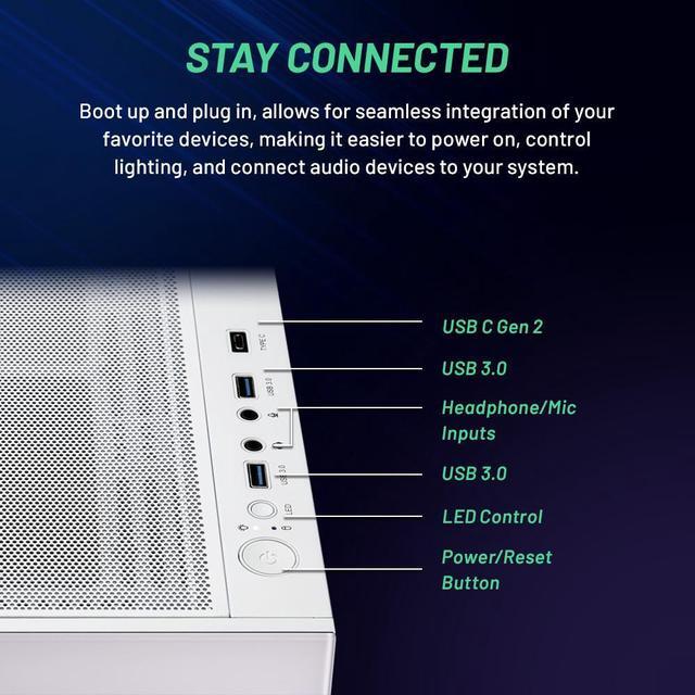 Alt view image 6 of 6 - Skytech Azure Gaming PC Desktop, Ryzen 7 7700X 4.5 GHz (5.4GHz Turbo), NVIDIA RTX 5070 12GB GDDR7, 1TB Gen4 NVMe SSD, 32GB DDR5 RAM RGB, 750W GOLD PSU, 360mm ARGB AIO , Wi-Fi, Win 11