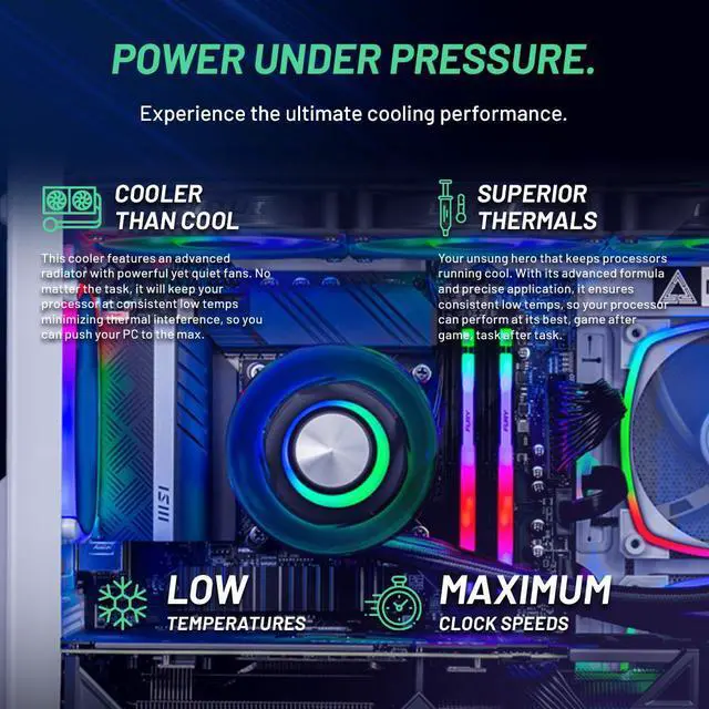 Alt view image 4 of 6 - Skytech Azure Gaming PC Desktop, Ryzen 7 7700X 4.5 GHz (5.4GHz Turbo), NVIDIA RTX 5070 12GB GDDR7, 1TB Gen4 NVMe SSD, 32GB DDR5 RAM RGB, 750W GOLD PSU, 360mm ARGB AIO , Wi-Fi, Win 11