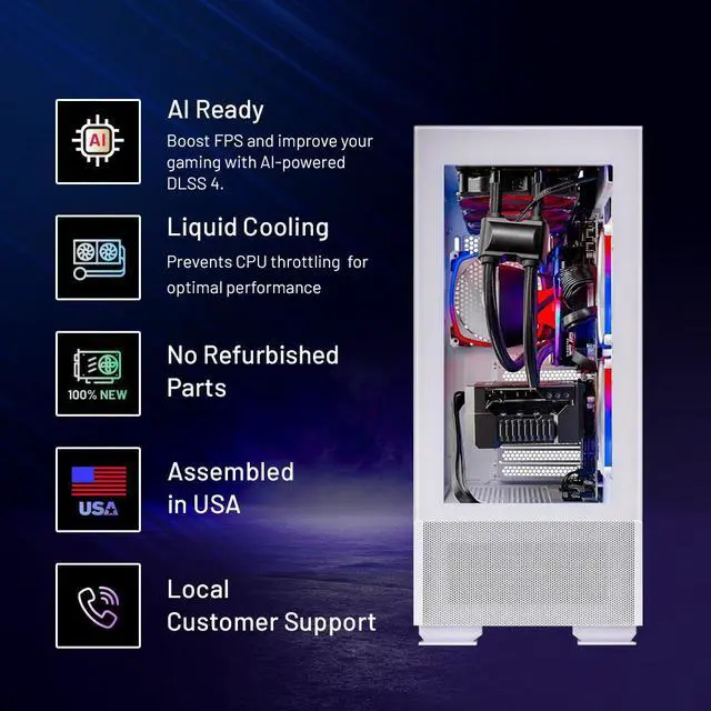 Alt view image 3 of 7 - Skytech Azure Gaming PC Desktop, Ryzen 7 7800X3D 4.2 GHz (5GHz Turbo), NVIDIA RTX 5070 12GB GDDR7, 2TB Gen4 NVMe SSD, 32GB DDR5 RAM 6000 RGB, 750W GOLD PSU, 360mm ARGB AIO , Wi-Fi, Win 11